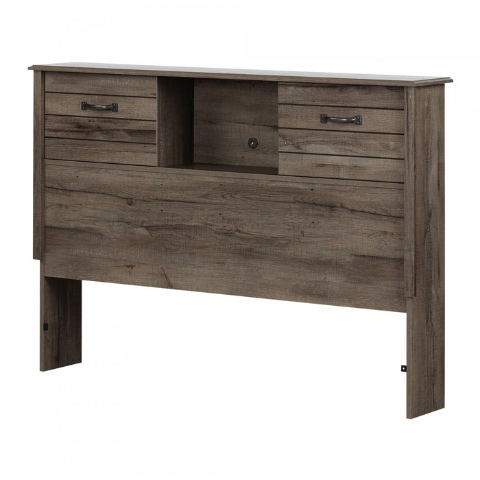 Ulysses Bookcase Headboard with Storage and Sliding Doors Fall Oak - South Shore