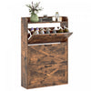 HOMCOM Narrow Shoe Cabinet Farmhouse Shoe Storage Cabinet Rustic Brown
