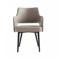 Tremont Modern Metal Vegan Leather Armchair in Taupe