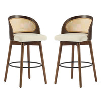 Calvin Indoor Counter Height Swivel Bar Stool Set of 2 with Ergonomic Backrest,Walnut