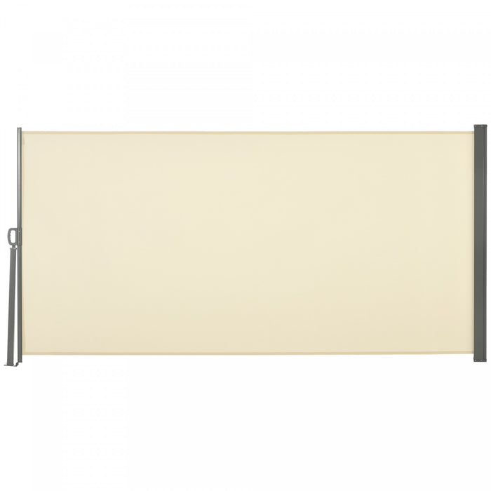 Outsunny 118\" X 63\" Retractable Side Awning Patio Outdoor Folding Privacy Screen With Resistance To Uv Rays & Wind, Cream White