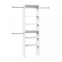 Bestar Carina Closet 24 W 5-Shelf Closet Organizer with Clothing Rods - White