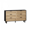 51.18\" Mila Modern 6 Drawer Rattan Storage Cabinet with Engineered Wood Frame - Black