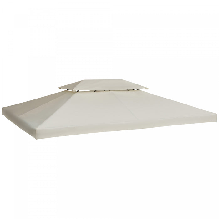 Outsunny 13.1' X 9.8' Gazebo Replacement Canopy 2 Tier Top Uv Cover Pavilion Garden Patio Outdoor, Cream White (top Only)