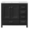 Derek 36 Inch Modern Bathroom Vanity with Ceramic Sink & Multi Storage, Black