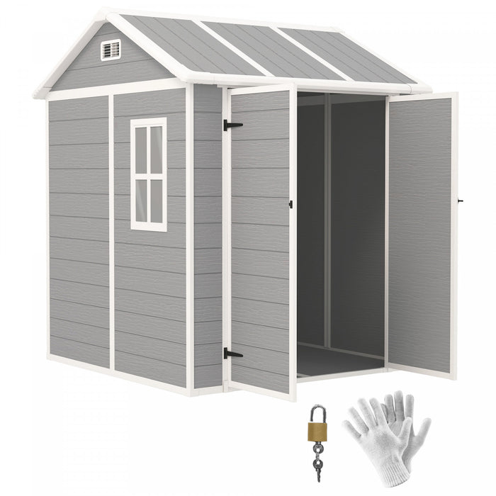 Outsunny 6' X 6' Outdoor Storage Shed, Resin Shed With Floor, Window