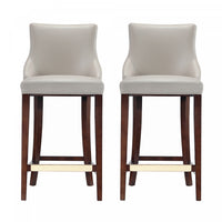 Shubert Modern Wood Upholstered Barstool in Light Gray - Set of 2 