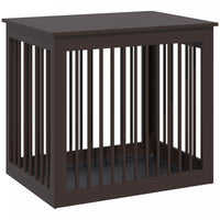 Pawhut Wooden Dog Crate Furniture, Puppy Kennel End Table, Decorative Pet House With Front Door, Saf