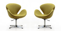 Raspberry Modern Upholstered Swivel Lounge Chair in Green - Set of 2 Accent Chair 