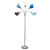 Skye 5 Light Adjustable Gooseneck Floor Lamp, Multi Blues, White, & Silver, 67"H | Skye Lampadaire a 5 lumieres avec cols de cygne reglables, Bleu multicolore, Blanc et Argent, 67 po H