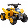 Qaba Licensed Kids Atv, 6v Electric Powered Ride-On Car For Kids Battery Powered With Horn, Button Start, Led Headlights, For 18-36 Months, Yellow