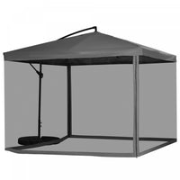 Outsunny Offset Patio Umbrella W/net, Cantilever Patio Umbrella, Dark Grey