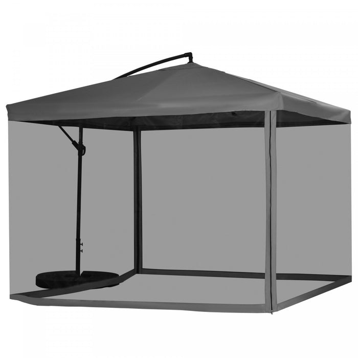 Outsunny Offset Patio Umbrella W/net, Cantilever Patio Umbrella, Dark Grey
