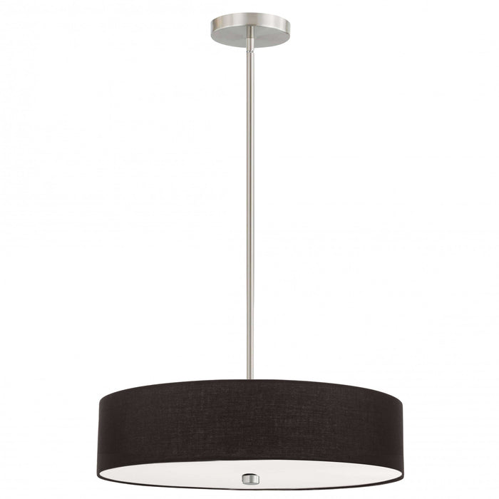 Dainolite Everly 4 Light Pendant Satin Chrome Finish Black Shade Lamp