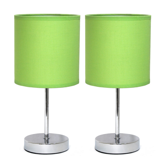 Simple Designs Chrome Mini Basic 2-Piece Table Lamp Set - Green