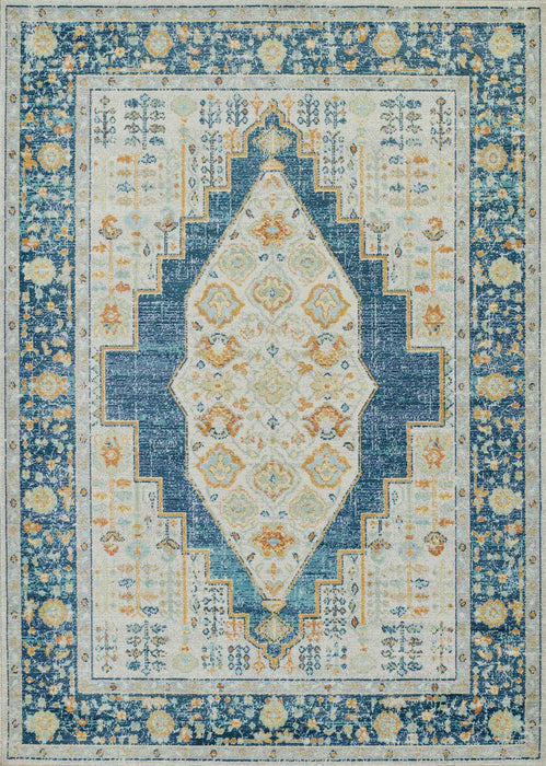 Kinsley Traditional 6'7\" x 9'6\" Area Rug in Blue Indoor Area Rug