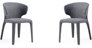 Manhattan Comfort Set of 2 Conrad Modern Woven Tweed Dining Chair - Grey