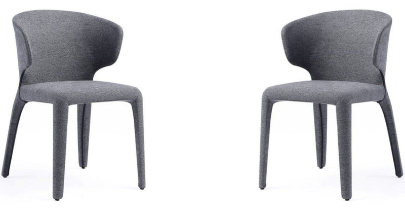 Manhattan Comfort Set of 2 Conrad Modern Woven Tweed Dining Chair - Grey