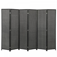 HOMCOM 6 Panel Room Divider with Handwoven Bamboo, Folding Privacy Screen