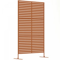 Outsunny Metal Outdoor Privacy Screen Decorative Outdoor Divider with Stand