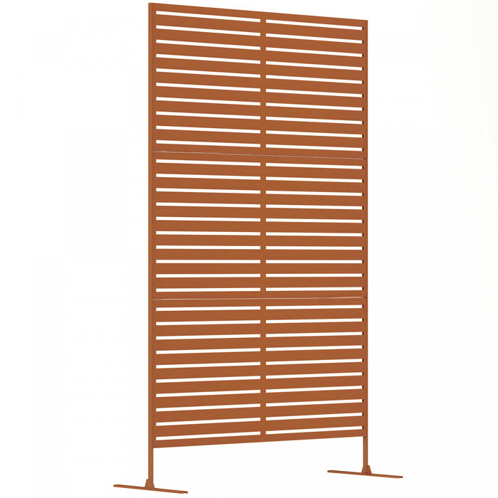 Outsunny Metal Outdoor Privacy Screen Decorative Outdoor Divider with Stand