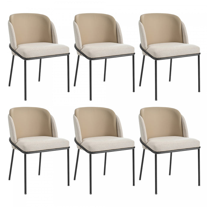 Olivia Set of 6 Modern Dining Chair with Slanted Legs and Adjustable Feet,Beige