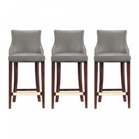 Shubert Modern Wood Upholstered Barstool in Dark Taupe - Set of 3 
