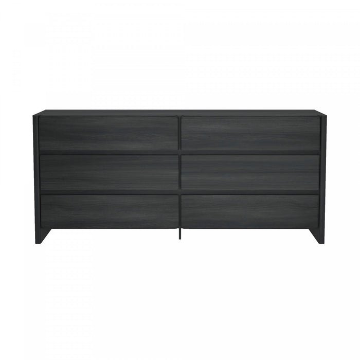 Linda Modern 72\" Dresser in Charcoal Gray (6-Drawer)