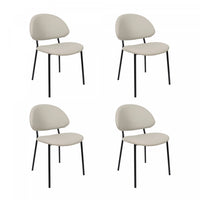 Haven Contemporary Modern Vegan Leather Metal Side Chair in Stone Gray - Set of 4
