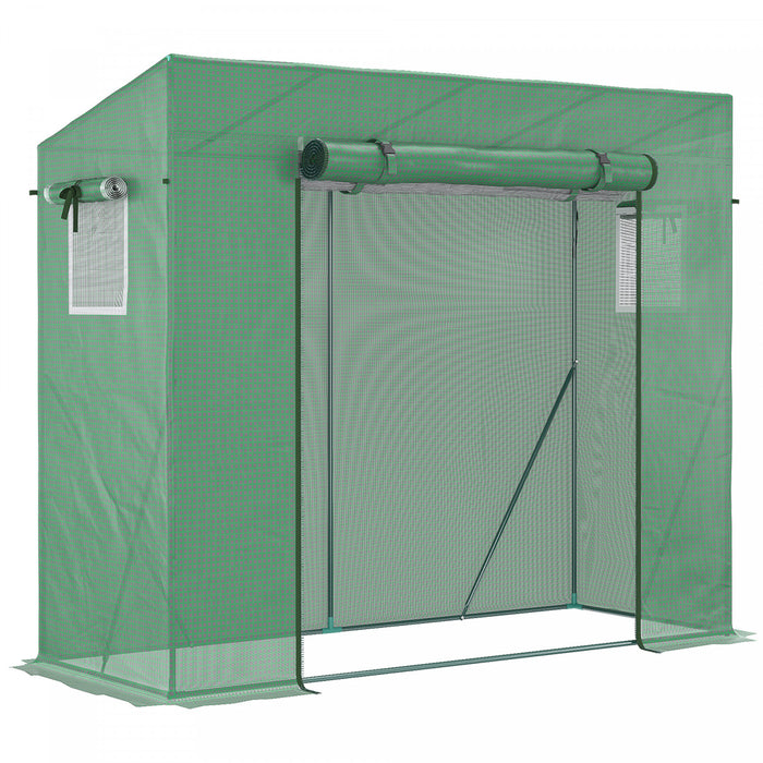 Outsunny 6.6' X 2.5' X 5.5' Walk-in Greenhouse Patio Hot House Plants Flowers Herbs Tomato Grow With Steel Frame Door Window Garden Balcony Patio Green