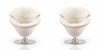Tulip Modern Velvet Swivel Lounge Chair in White - Set of 2