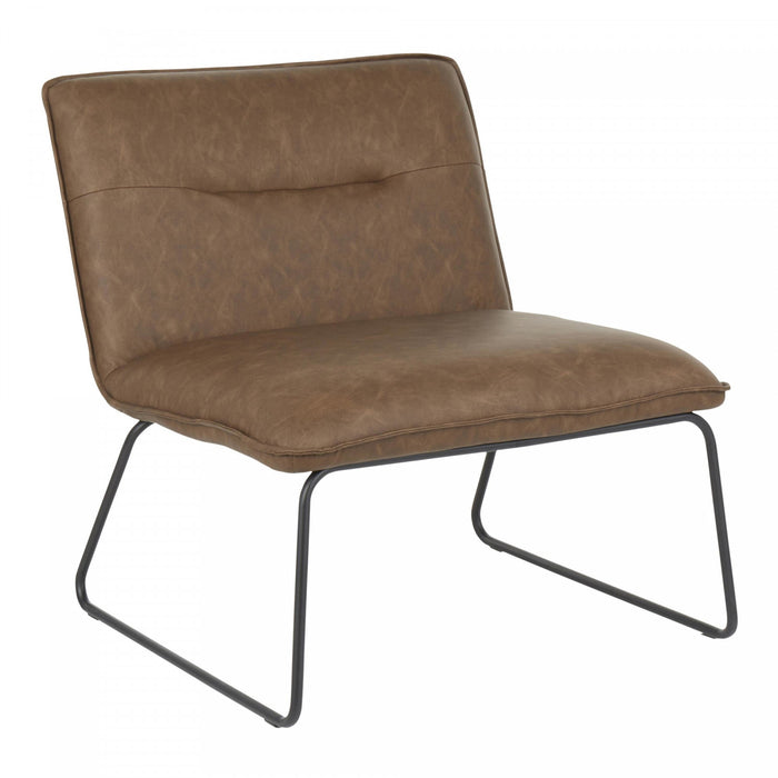LumiSource Casper Faux Leather Industrial Accent Chair - Espresso