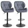HOMCOM Bar Stool Set of 2 Fabric Adjustable Height Counter Chairs Grey
