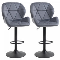 HOMCOM Bar Stool Set of 2 Fabric Adjustable Height Counter Chairs Grey