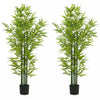 HOMCOM 5' Artificial Bamboo Tree, Indoor Fake Plant in Pot, Set of 2