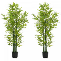 HOMCOM 5' Artificial Bamboo Tree, Indoor Fake Plant in Pot, Set of 2