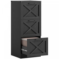 HOMCOM 3 Drawer File Cabinet, Filing Cabinet Fits Letter/A4 Size, Black