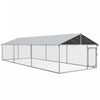 Pawhut Outdoor Dog Kennel Dog Run With Waterproof, Uv Resistant Cover For Medium And Large Sized Dogs, 19.7' X 7.5' X 4.9', Silver