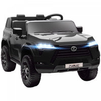 Qaba 2 Seater Electric Car For Kids, 12v 7ah Lexus Gx550 Licensed Battery Powered Ride On Car With Remote Control, 4 Wheel Suspension System, Usb, Led Light, 3 Speed, Black