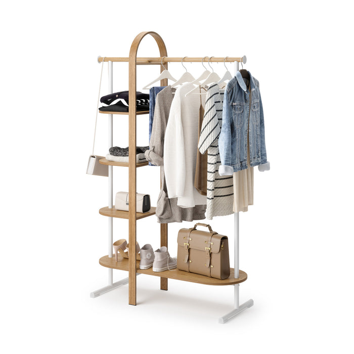 Umbra Modern Wood Bellwood Garment Rack Coat Rack - White and Natural