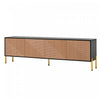 Arcadia 70.5 Inch Modern TV Cabinet with Textured Doors and Gold Legs, Black/Wood | Arcadia Meuble TV Moderne 70.5 po avec Portes Texturees et Pieds Dores, Noir/Bois