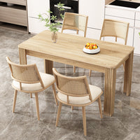 Oliver Modern Dining Chairs with PU Upholstered and PE Rattan Backrest Set of 4,Beige