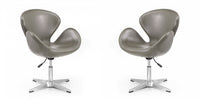 Raspberry Modern Upholstered Swivel Lounge Chair in Pebble Gray - Set of 2 Accent Chair