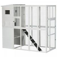 Pawhut Large Catio Outdoor Cat Enclosure Weatherproof Cat House With Cat Condo, Indoor Wooden Cat Ca