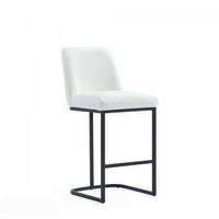 Serena Modern Metal Upholstered Counter Stool in White Armoire