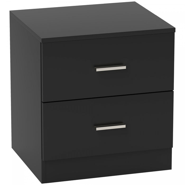 HOMCOM Bedside Table with 2 Drawers, Modern Nightstand for Bedroom, Black