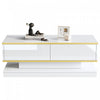 James Coffee Table with 2 Drawers Gold,White