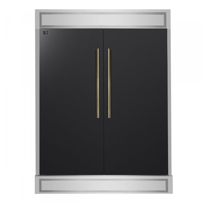 Forno Maderno 60 Inch Convertible Refrigerator/Freezer in Black, Trim Kit, 27.2 cu.ft. - FFFFD1722-60MG-BLK