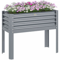 Outsunny Raised Garden Bed W/ Legs Galvanized Elevated Planter Box Silver