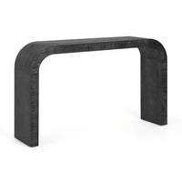 Cedar 52 Inch Wood Console Table with Curved Edge and Distressed Finish, Black 